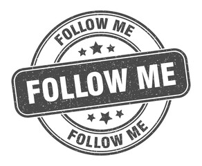 follow me stamp. follow me label. round grunge sign