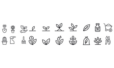  Gardening and Plants Icons vector design black and white 