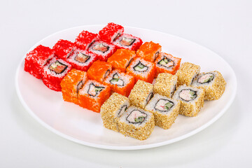Japanese roll set with fish