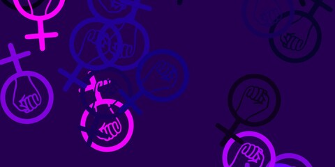 Light Purple vector background with woman symbols.