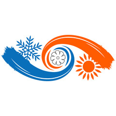 Heating and cooling fan air conditioner symbol for business