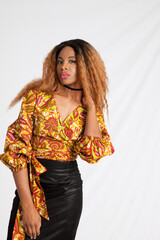 Pretty Black woman with a serious expression