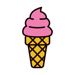 ice cream cone icon, line and fill style