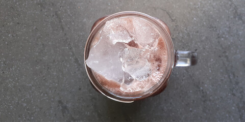 fresh ice milk chocolate in glass