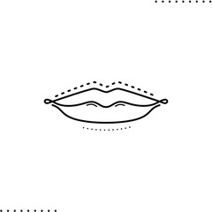 Thin lips, lips augmentation vector icon in outlines