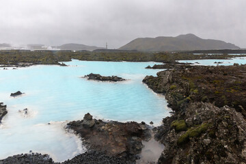 Obraz premium gloomy autumn day at Blue Lagoon in Iceland