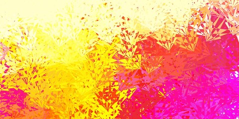 Fototapeta premium Light pink, yellow vector backdrop with triangles, lines.