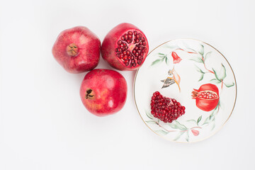 Pomegranate on a beautiful plate