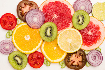 Colored abstract still life of fruit slices