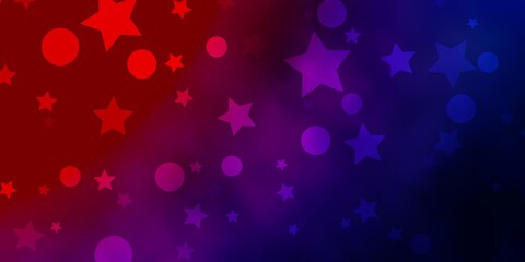 Light Blue, Red vector background with circles, stars.