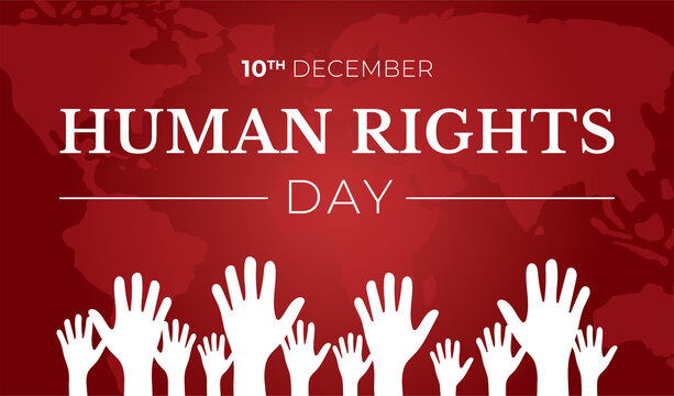 World Human Rights Day Red Background Illustration