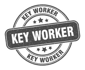 key worker stamp. key worker label. round grunge sign