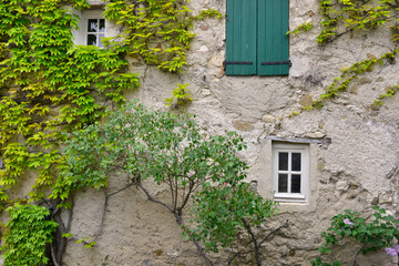 Fototapeta na wymiar Vieille façade de maison dans le Vaucluse en Provence-Alpes-Côte-d'Azur, France