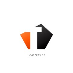 Initial Letter T logo icon. Vector design concept abstract techno geometrical shape with negative letter T logo icon.