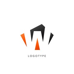 Initial Letter W logo icon. Vector design concept abstract techno geometrical shape with negative letter W logo icon.