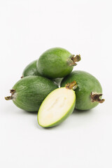 Feijoa fruit on white background