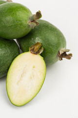 Feijoa fruit on white background