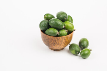 Feijoa fruit on white background