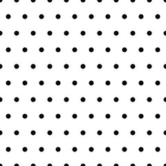 Seamless polka dot pattern background. Black dots on white background. © Maksim