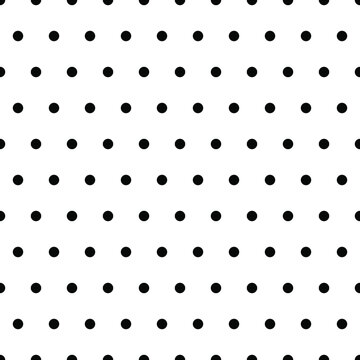 Seamless polka dot pattern background. Black dots on white background.