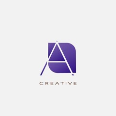 Initial Letter A Logo Icon, simple abstract techno geometrical shape with negative letter logo vector design.