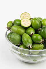Feijoa fruit on white background