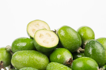 Feijoa fruit on white background