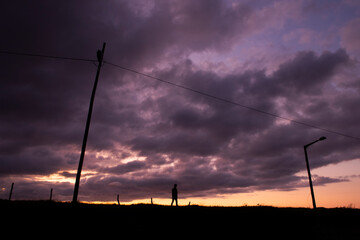 power line at sunset
