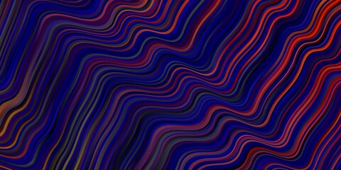Dark Blue, Red vector background with bent lines.