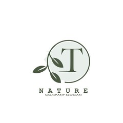 T Letter Nature Floral Logo