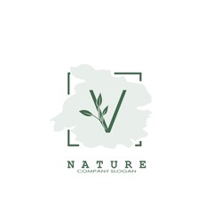 V Letter Nature Floral Logo icon