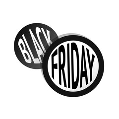 Black Friday Overlaped Round Stickers with text fitted in a circle