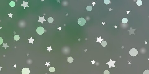 Light Green vector background with circles, stars.