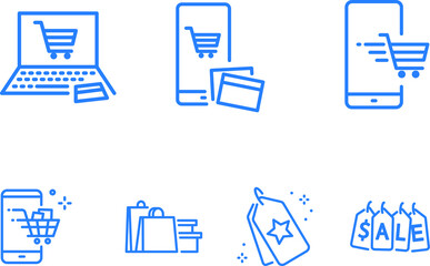 online shopping icon set