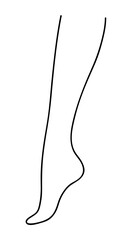 Beautiful female leg drawn by one continuous line. Health, body care and beauty concept. Line art vector illustration