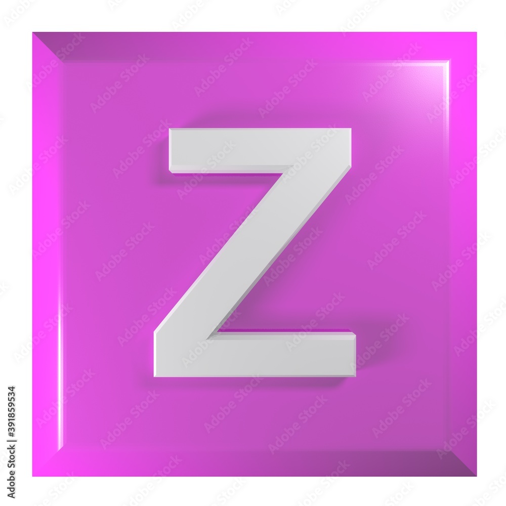 Fototapete pink square push button with the alphabetic letter z - 3d rendering illustration