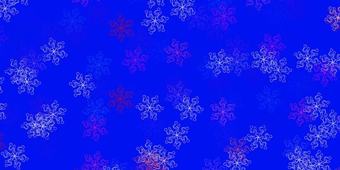 Light blue, red vector doodle pattern with flowers.