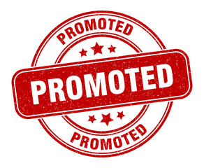 promoted stamp. promoted label. round grunge sign