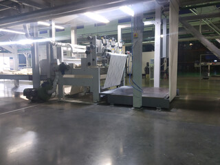 Wallpaper factory inside view and printing equipment
