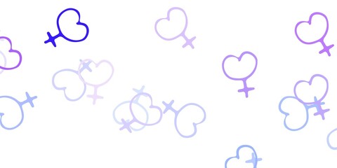 Light Purple vector background with woman symbols.