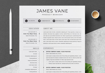 Resume Layout in Black and White