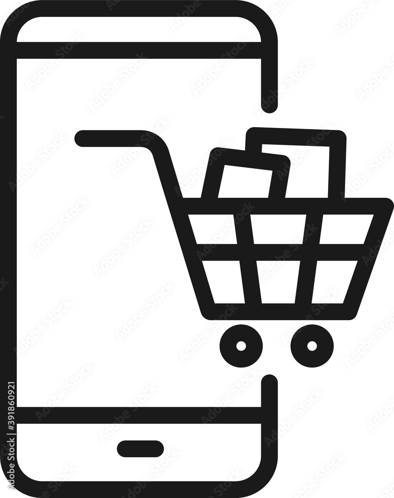 Wall mural online shopping icon