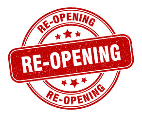 re-opening stamp. re-opening label. round grunge sign