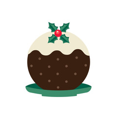 Traditional Christmas Plum Pudding vector icon
