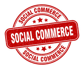 social commerce stamp. social commerce label. round grunge sign