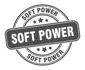 soft power stamp. soft power label. round grunge sign