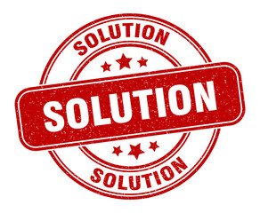 solution stamp. solution label. round grunge sign