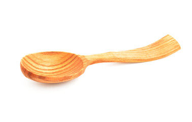 Wooden spoon on white