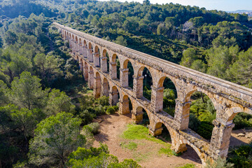 Fototapeta premium Roman Aqueduct Pont del Diable in Tarragona, Spain