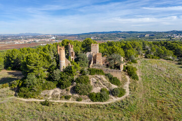 Fototapeta na wymiar Muga Castle in Lower Penedes, in the municipality of Bellvei. Spain
